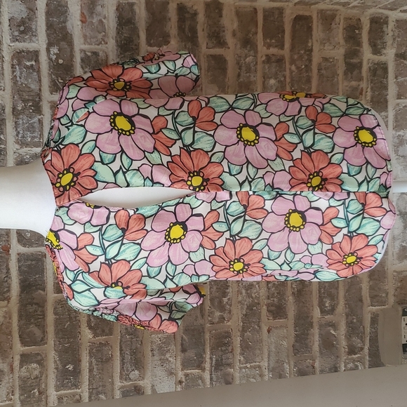 Zara Smock Shoulder Large Floral Print Top - Picture 3 of 4